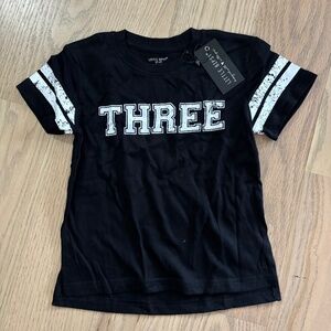 Little Bipsy "Three" Tee Black 3-4T NWT